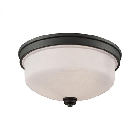 Thomas Casual Mission 3-Light Flush in Oil Rubbed Bronze with White Lined Gla CN170331